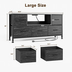 Dresser Tv Stand With Power Outlets Led Lights 5 Fabric Drawers Bedroom Black