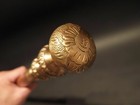 Vintage Antique Style Brass Wood Victorian Walking Stick Cane Spiral Carved 37 