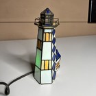 Vintage Stained Glass Lighthouse Table Lamp Nautical Tiffany Style Night Light