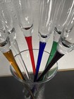 Bouquet Champagne Toasting  Flutes 6 Different Colored Stems W  Holding Vase