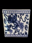 Vtg Euc Chinese Blue   White Pillow Vase Incense Opium Pillow Foo Lion Dogs