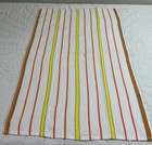 Vintage Kitchen Dish Towel  Woven Stripes  Cotton  White  Orange  Yellow