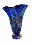 Vintage 1985 Glass Iridescent  Vase Signed By Artist Steve Palmer - Large 10 