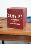Vintage Gambles Hardware Store Electronic Fence Controller Cover Sign Metal Red
