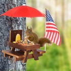 Wooden Squirrel Picnic Table Feeder     Handcrafted Outdoor Wildlife Feeder With