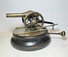 Antique Muzzle Loading Brass Signal Cannon On Rotating Turntable Base C1900