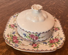 Vintage Royal Albert Petit Point Covered Butter Dish Muffin Plate Reg No 778676
