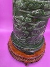 Rare Chinese Green Nephrite Jade Large Brush Holder With Stand Over 2300 Grams