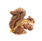 Playful Squirrel Pewter Bejeweled Hinged Miniature Trinket Box Kingspoint 