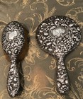 Gorham Repousse Sterling Mirror And Brush Vanity Set Monogram