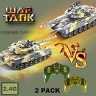 Set Of 2 Radio Control Fighting Battle Tanks - Realistic Sound   Lights