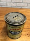 Vintage Sc Johnson s Tin Metal Coin Bank Prepared Wax Wood Finish Polish