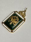 Russian Imperial 88 Silver Gilt Malachite Pendant Eagle Enamel Maker Za -39 8g