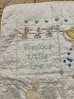 Vtg Precious Moments Baby Blanket Quilt Pastel Colors Cross Stitch Embroidered
