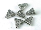 6 Antique Silver Pewter Triangle Connector Beads 15x14mm 