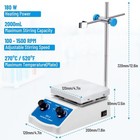 Lab Magnetic Stirrer Hot Plate - 2000ml Capacity Rapid Heating W  Stand stir Bar