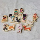 Ankyo Wooden Play Figures Set Lot Of 12 People Pets Animals Learning Pretend