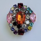 2 Vintage Czech Glass Rhinestone Buttons Original Shanks Pink Art Glass Estate