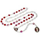 New Made In Italy Divine Mercy Rosary Chaplet Unique Red   Clear Crystal Beads