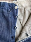 Antique 1920s-40s Indigo Wabash Style Stripe Work Pants Button Fly Suspender W28