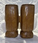 Great Pair Of Vintage Ceramic Brown Wood-effect Tiki Mugs