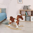 Kids Ride On Rocking Horse Toy Plush Wood Pony Traditional Gift W neigh Sound