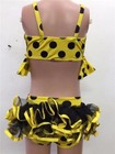 Dance Costume Large Child Yellow Curtain Call E311 Jazz Sequin Polka Dot Ruffles