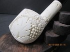 Vintage Carved Meerschaum Block Grape Wine Leaf Tobacco Pipe Unsmoked 6-1 4 