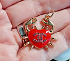 Chanel Gold Tone Crab Heart Zipper Pull Charm With Red Enamel   Stone Logo