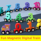 Wooden Magnetic Number Train Set Educational Building Blocks Toy