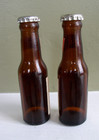 Vintage Budweiser Beer Salt   Pepper Shakers Metal Lids  Lnc
