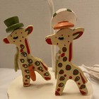 Vintage Nursery Original   s Child s Wooden Lamp Yellow Giraffes Works 1979