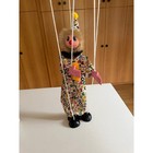 Vtg Fairyland Clown Marionette Puppet Small Multicolor Alphabet Print Wood Toy