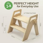 2 Step Stool For Toddlers Natural Wood Foldable Anti-slip 300 Lbs Capacity