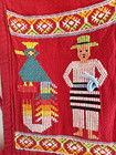 Vtg Handmade Embroidered Guatemalan Apron  Red Folk Art Child Sz 