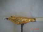 Gold Color Vtg  Blown Mercury Glass Clip-on 4  Bird Ornament W  Spun Glass Tail