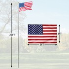 20 Ft Sectional Flag Pole Kit Extra Thick Aluminum Flagpole With 1 Flag 2 Rope