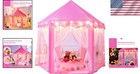 Enchanting Princess Castle Tent With Fairy Star Lights - Pink Hexagon Playhouse