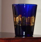 Vintage Shot Glass Chicago Skyline Blue Glass Libbey Travel Souvenir