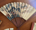  4  Vintage Japanese Folding Fans -3 Paper 1 Plastic   10-1