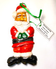 Wood Carved Santa Christmas Flat Ornament Folk Art Primitive Hand Painted Signed