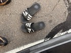 Adidas Men s Slide Sandals Black white 3-stripes Logo Us 9 Synthetic