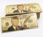 Lot 100 Pcs Usa Trump  100 Dollars Gold Paper Money Banknotes Crafts Game Gift