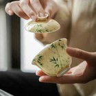 Hand Painted Bamboo Porcelain Yellow Gaiwan For Tea Tureen Teaware Cup Chinese
