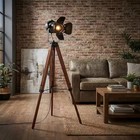 Vintage Industrial Tripod Floor Lamp - Nautical Cinema Spotlight Decor