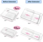 15 Pcs Clear Extendable Drawer Organizer Adjustable Vanity Storage Box 2 Size