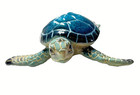 Sea Turtle Figurine 6 25  Long And Wide Textured Polystone Resin Blue Boxed Gift