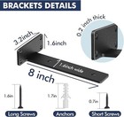2 Pk Floating Hidden L Shelf Support Bracket Black 8  X 3 2  Hardware  2  Thick