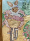 Vintage 1988 Baby Shower Announcement Envelopes A Girl Bunny On Bike Set 8