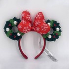 Disney Parks Wreath Bow Minnie Ears Christmas Holiday Mickey Mouse Headband